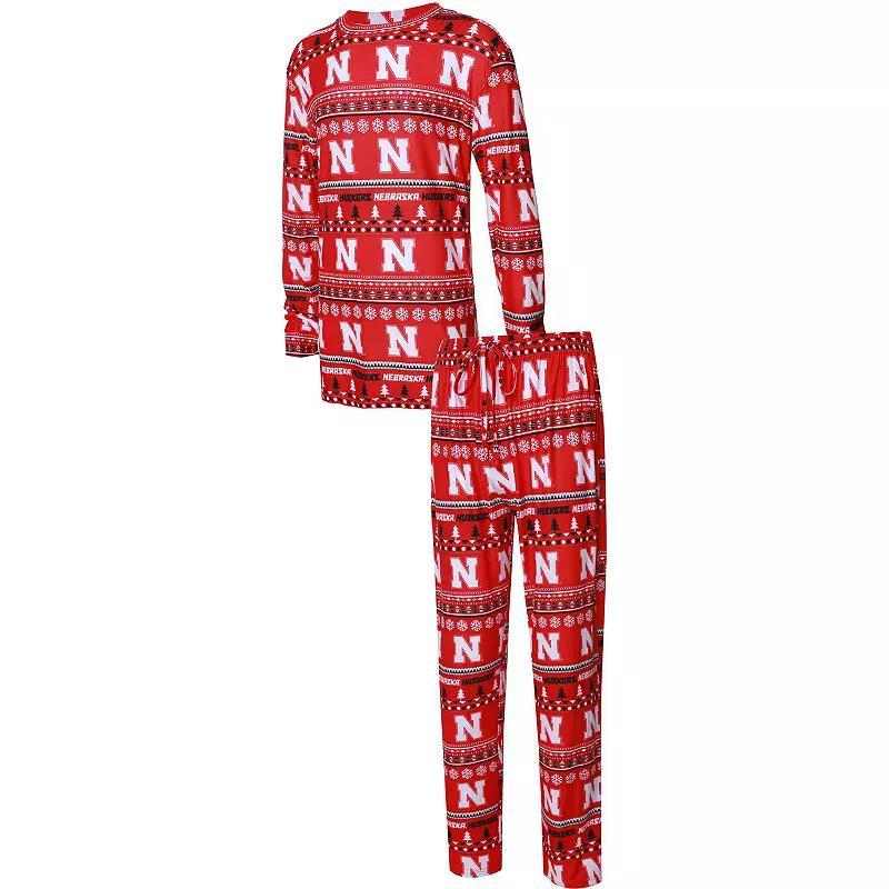 Mens Concepts Sport Scarlet Nebraska Huskers Ugly Sweater Knit Long Sleeve Top and Pant Set product image