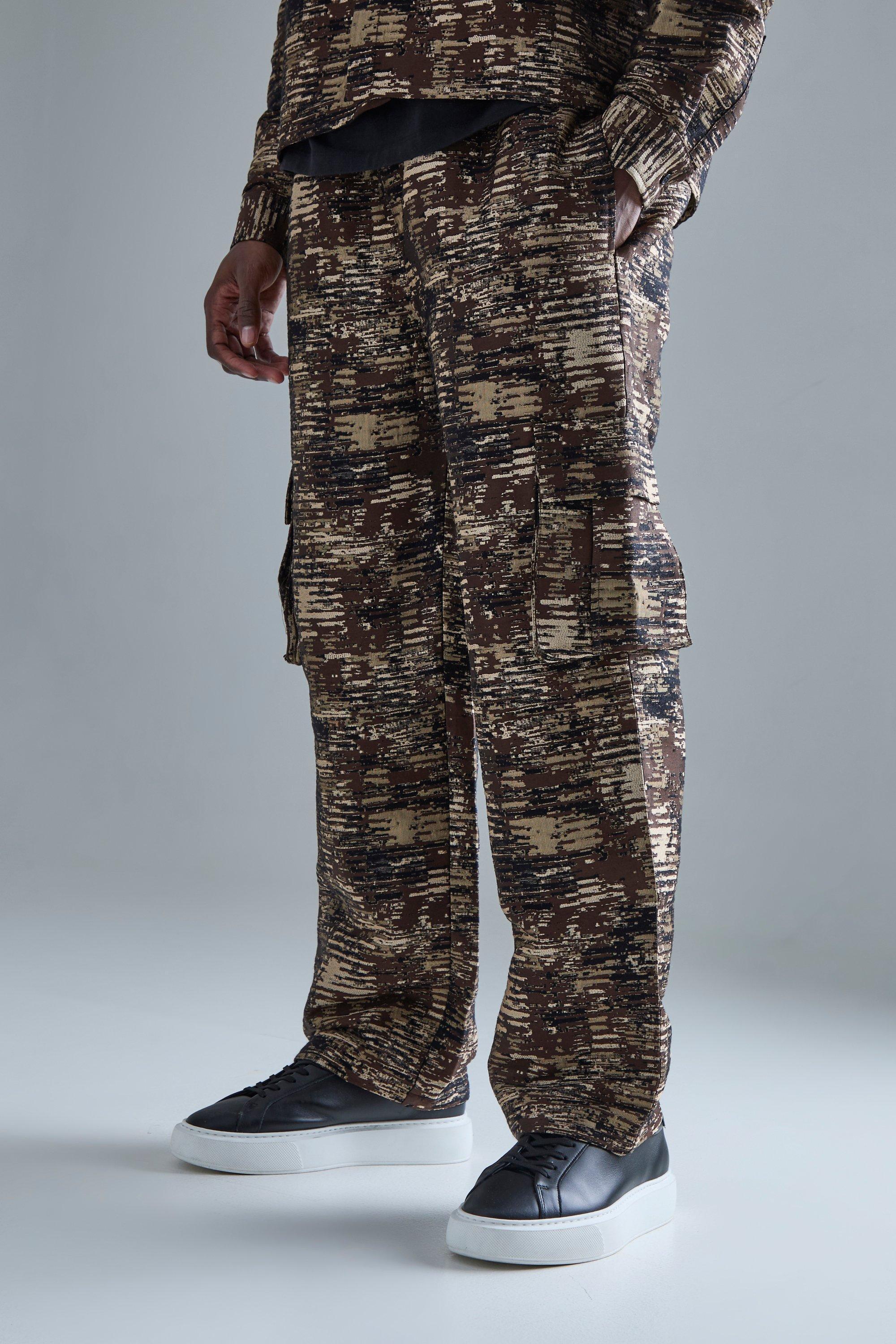 Textured Camo Relaxed Cargo Pants | boohooMAN USA Product Image