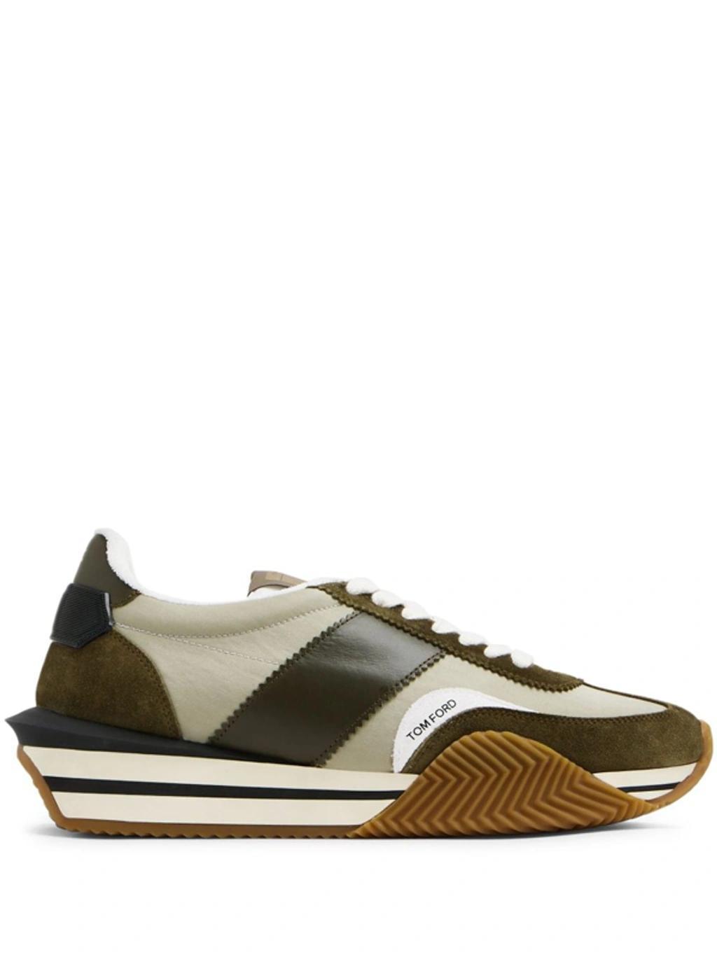 James Raised-sole Suede And Canvas Trainers In Green Product Image