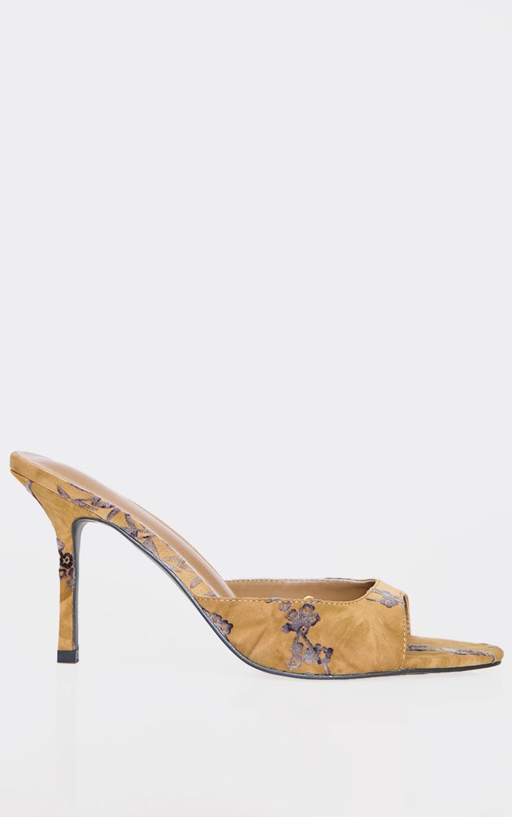 Devore Print Round Toe High Stiletto Heeled Mules Product Image