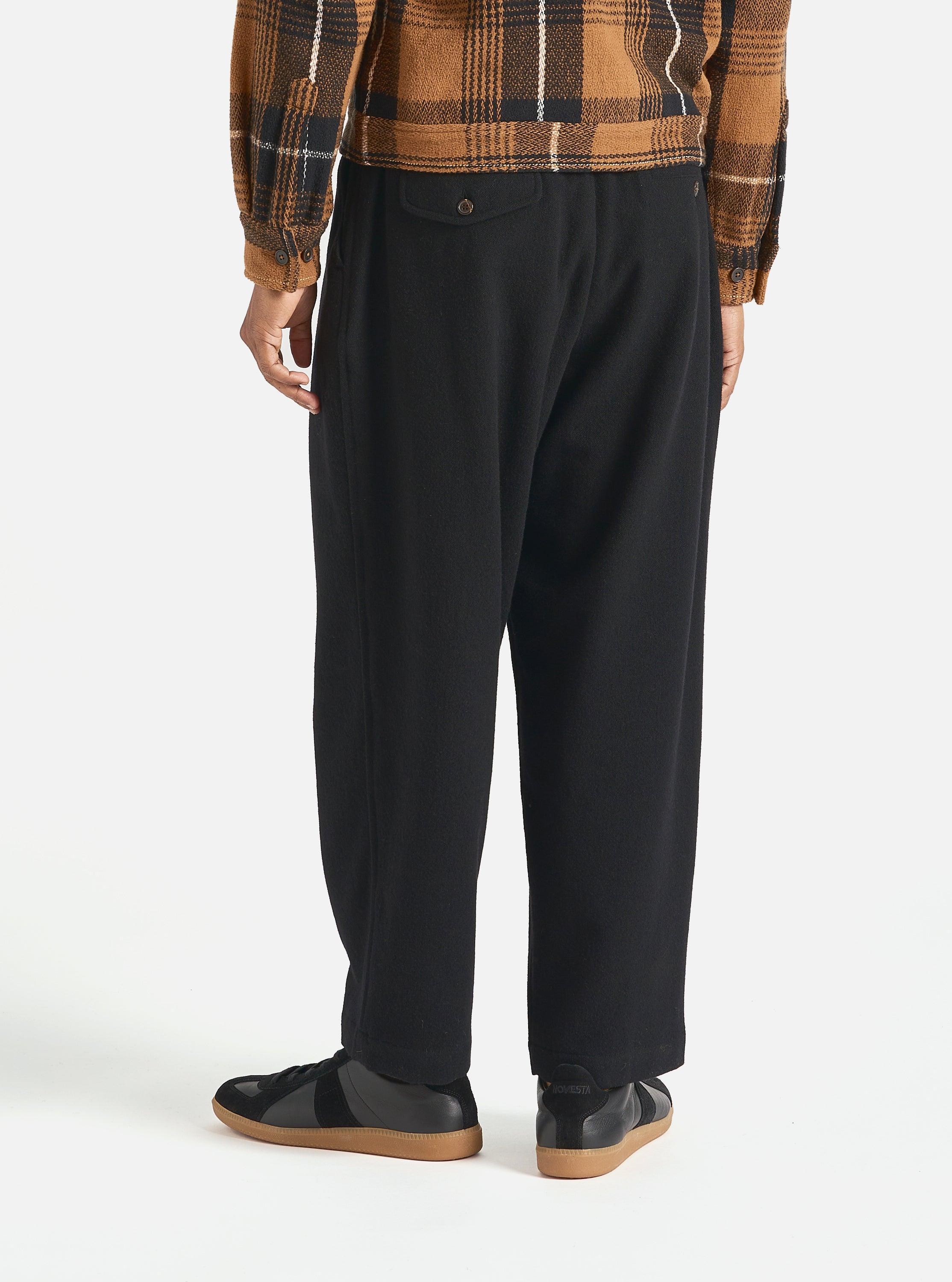 Universal Works Oxford Pant in Black Recycled Soft Wool Product Image