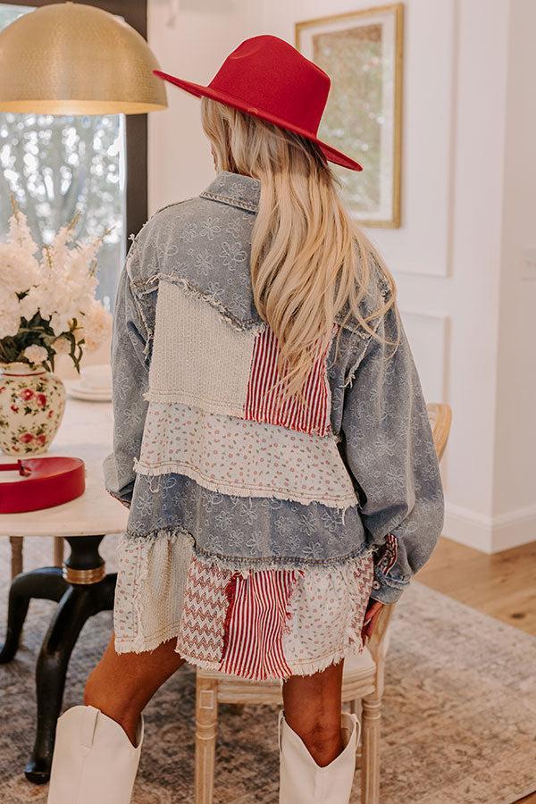 Pick Of The Patch Color Block Jacket in Medium Wash Product Image