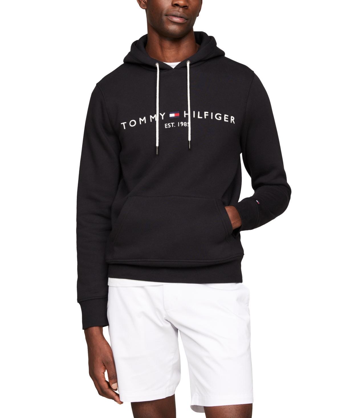 Mens Tommy Hilfiger Embroidered Logo Hoodie Cloud Grey Product Image