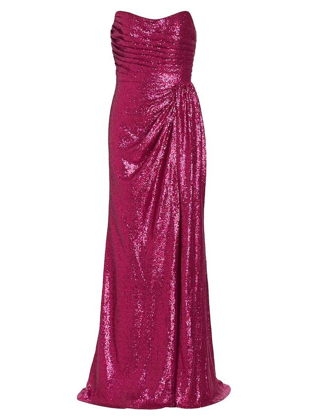 Womens Strapless Sequin Draped Gown Product Image