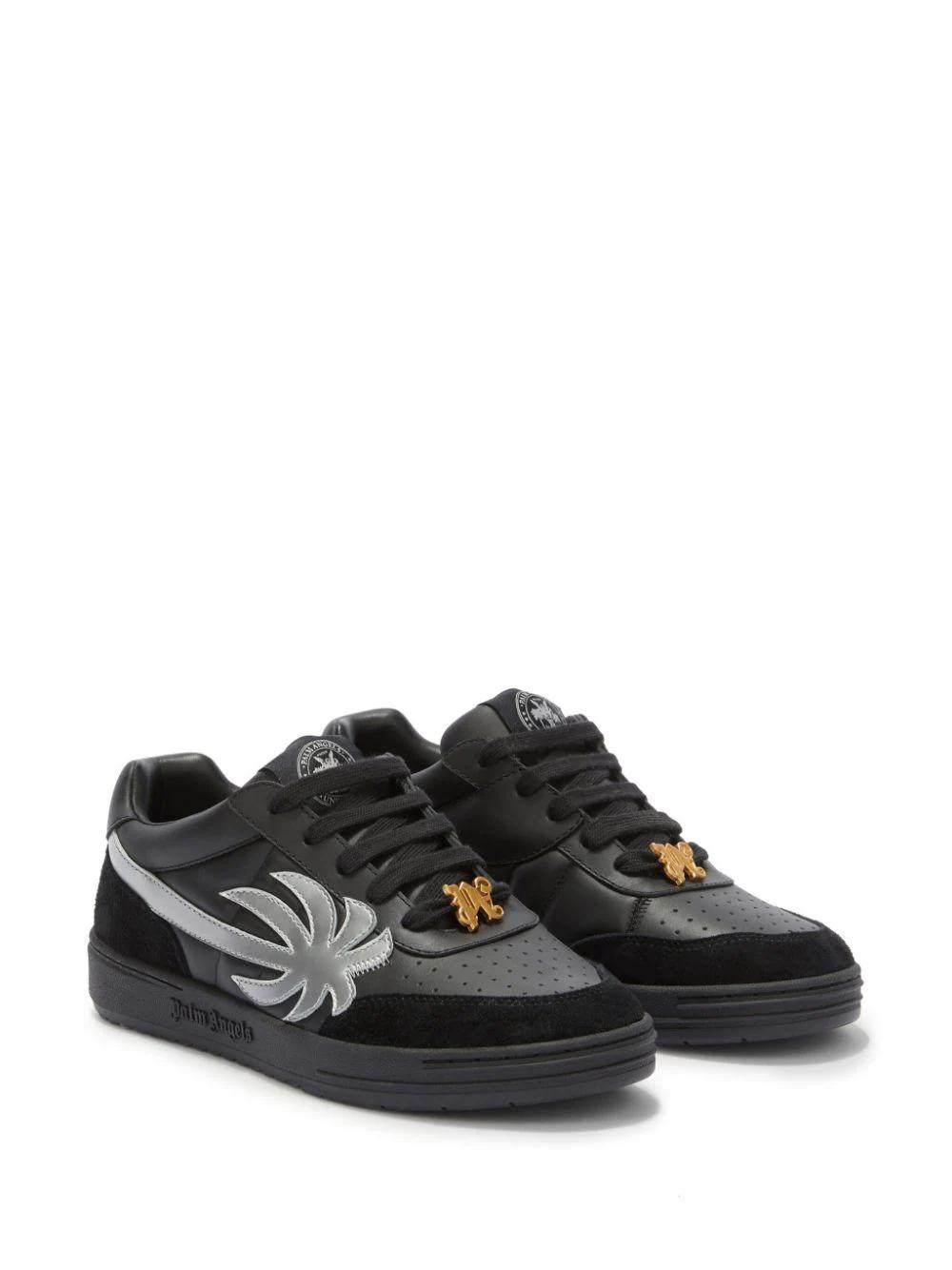 PALM ANGELS Palm Beach University Leather Sneakers In Black Product Image