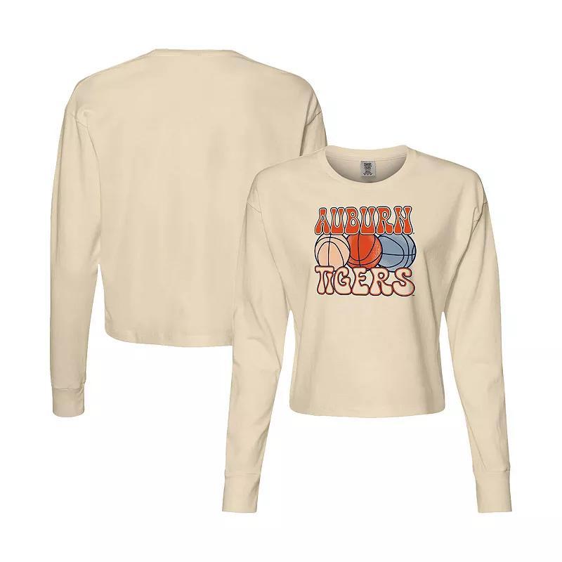 Womens Natural Auburn Tigers Comfort Colors Basketball Cropped Long Sleeve T-Shirt Product Image