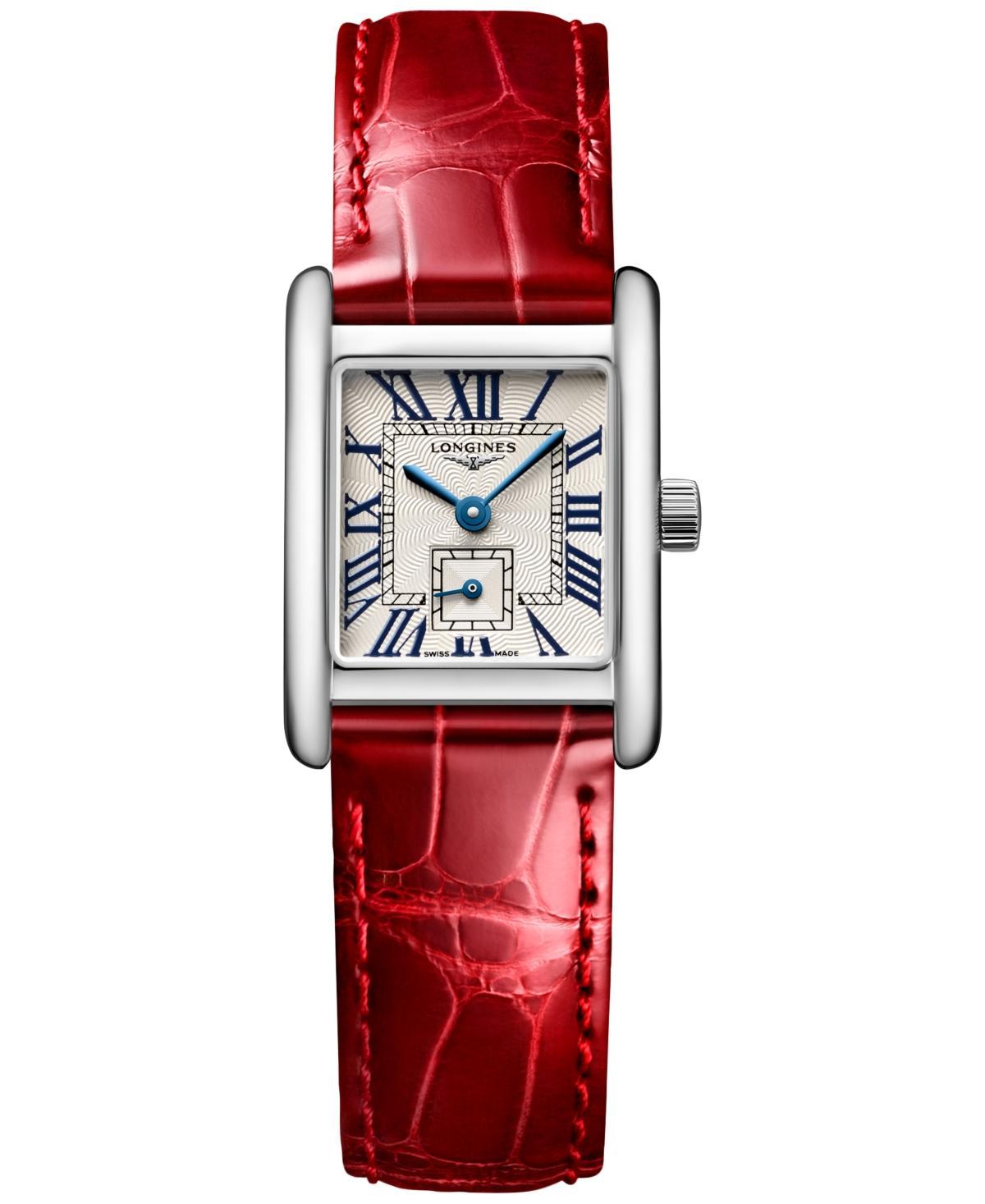 Longines Womens Swiss Mini DolceVita Red Strap Watch 22x29mm Product Image