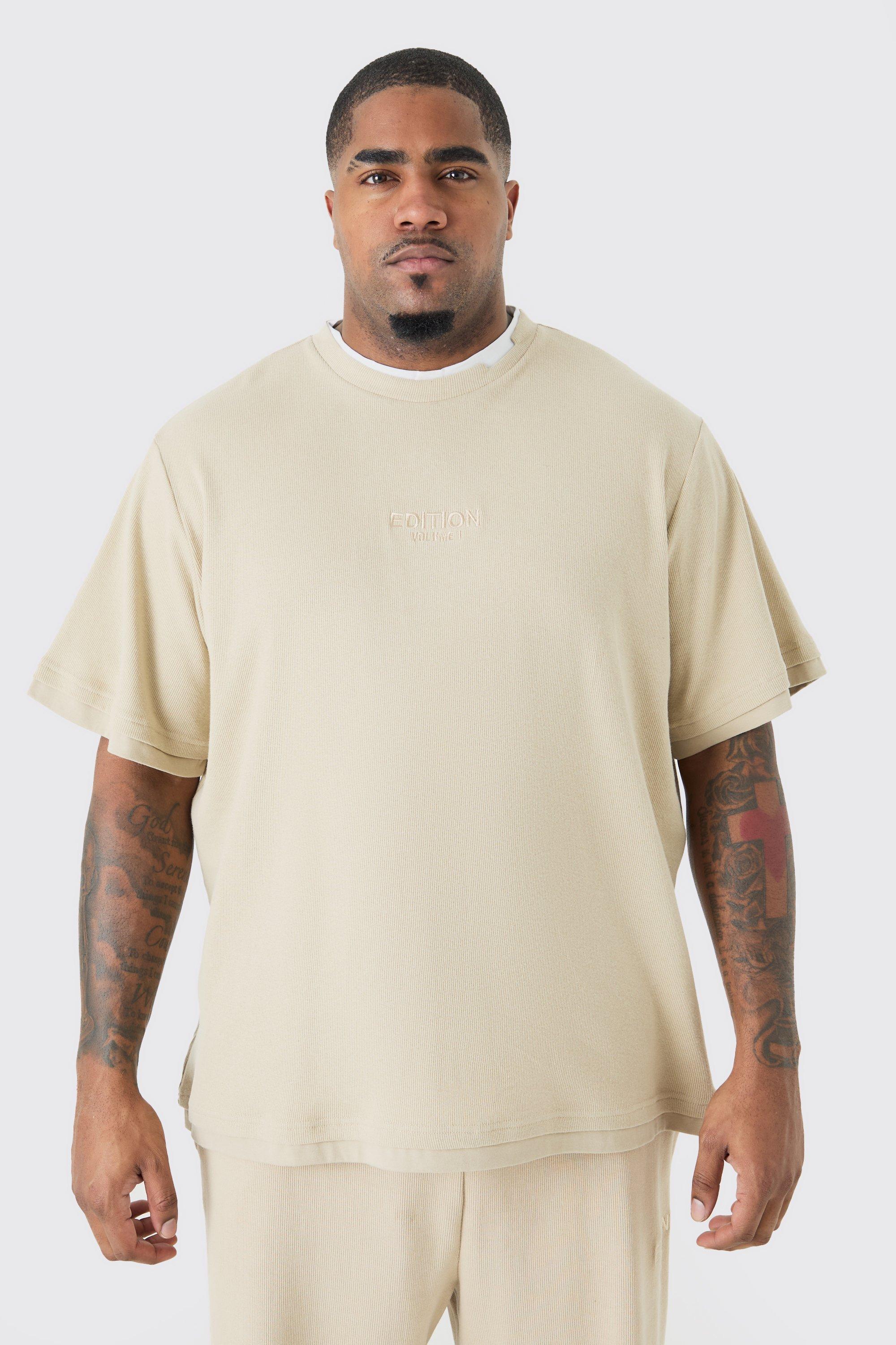 Plus EDITION Heavyweight Ribbed Fauxlayer T-shirt | boohooMAN USA Product Image