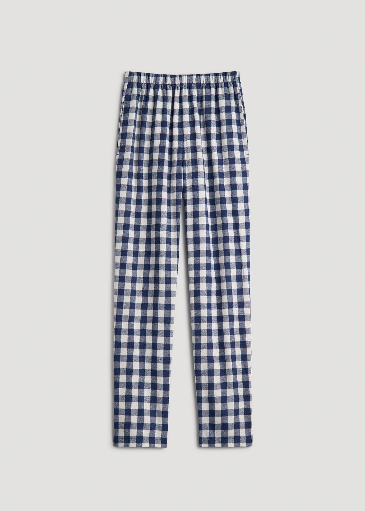 Plaid Pajama Pants for Tall Men in Navy and White Check Product Image