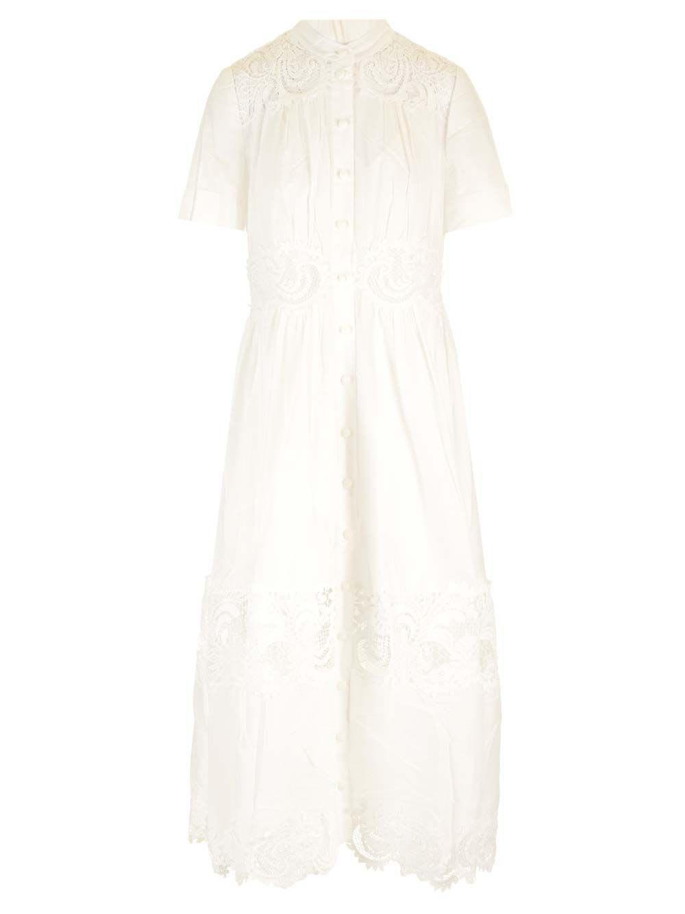 Pop Lace-trimmed Cotton Midi Dress In Ivory Product Image