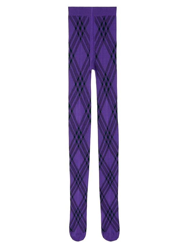 Womens Check Wool-Blend Tights Product Image