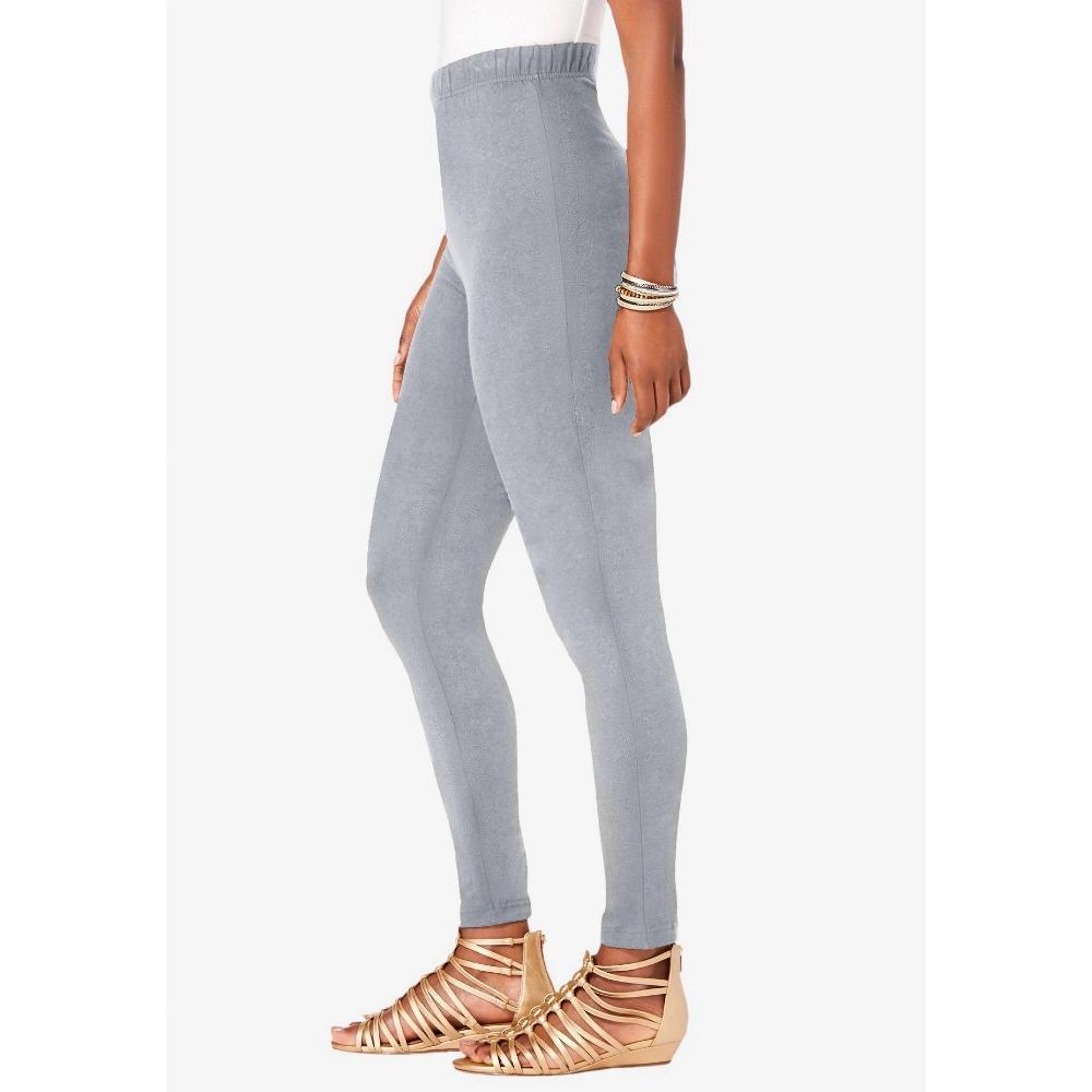 Roaman's Women's Plus Size Petite Ankle-Length Essential Stretch Legging - 3X, Heather Grey Product Image