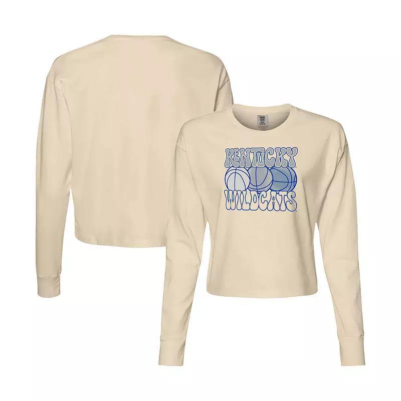 Womens Natural Kentucky Wildcats Comfort Colors Basketball Cropped Long Sleeve T-Shirt Product Image