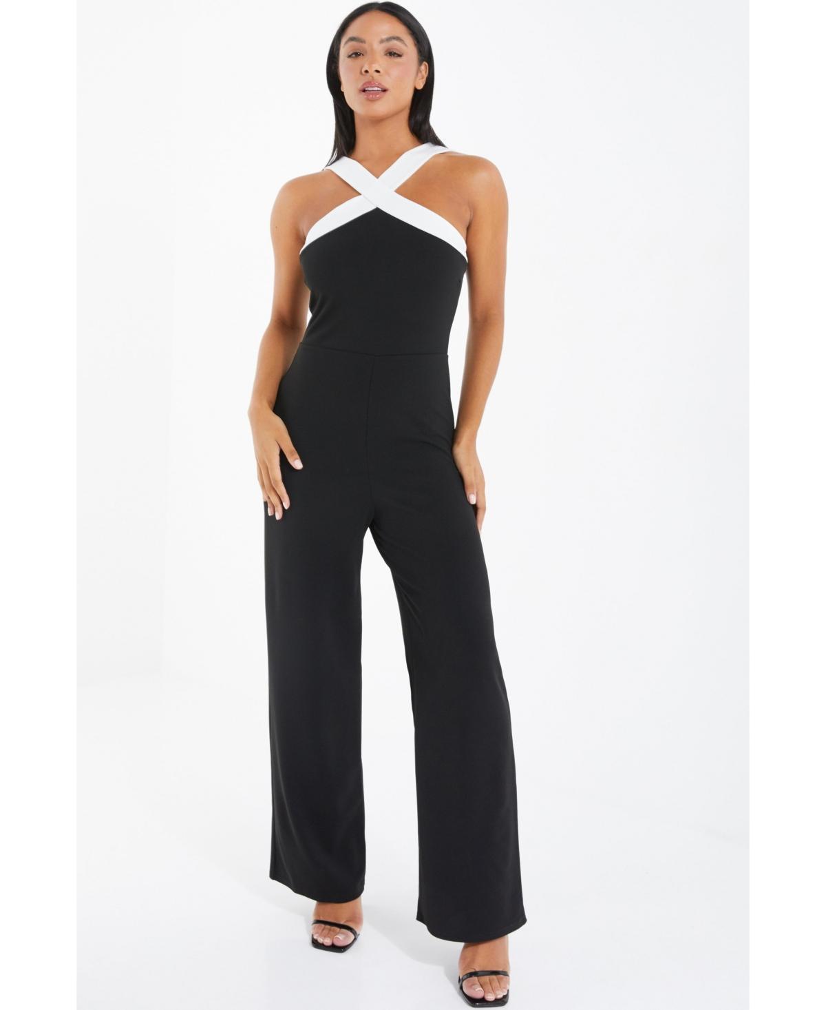 Scuba Crepe High Neck Palazzo Jumpsuit - Women Product Image