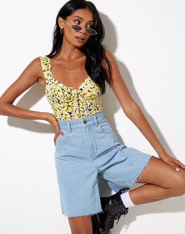 Ridis Vest Crop Top in Sunflower Pop Yellow  Product Image