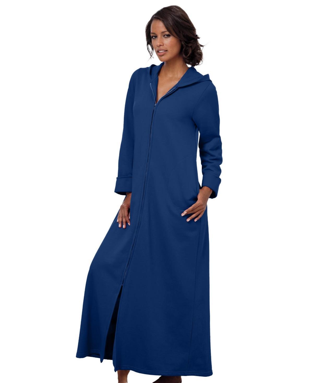 Dreams & Co. Womens Long Hooded Fleece Sweatshirt Robe Product Image