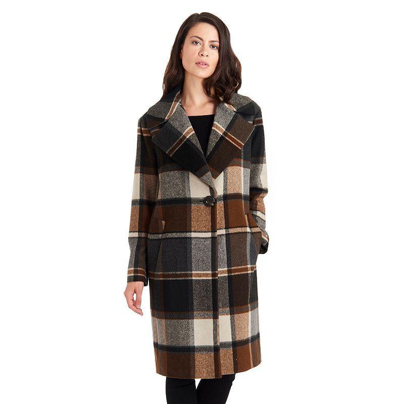 Womens Fleet Street Plaid Oversized Notch Collar Coat product image