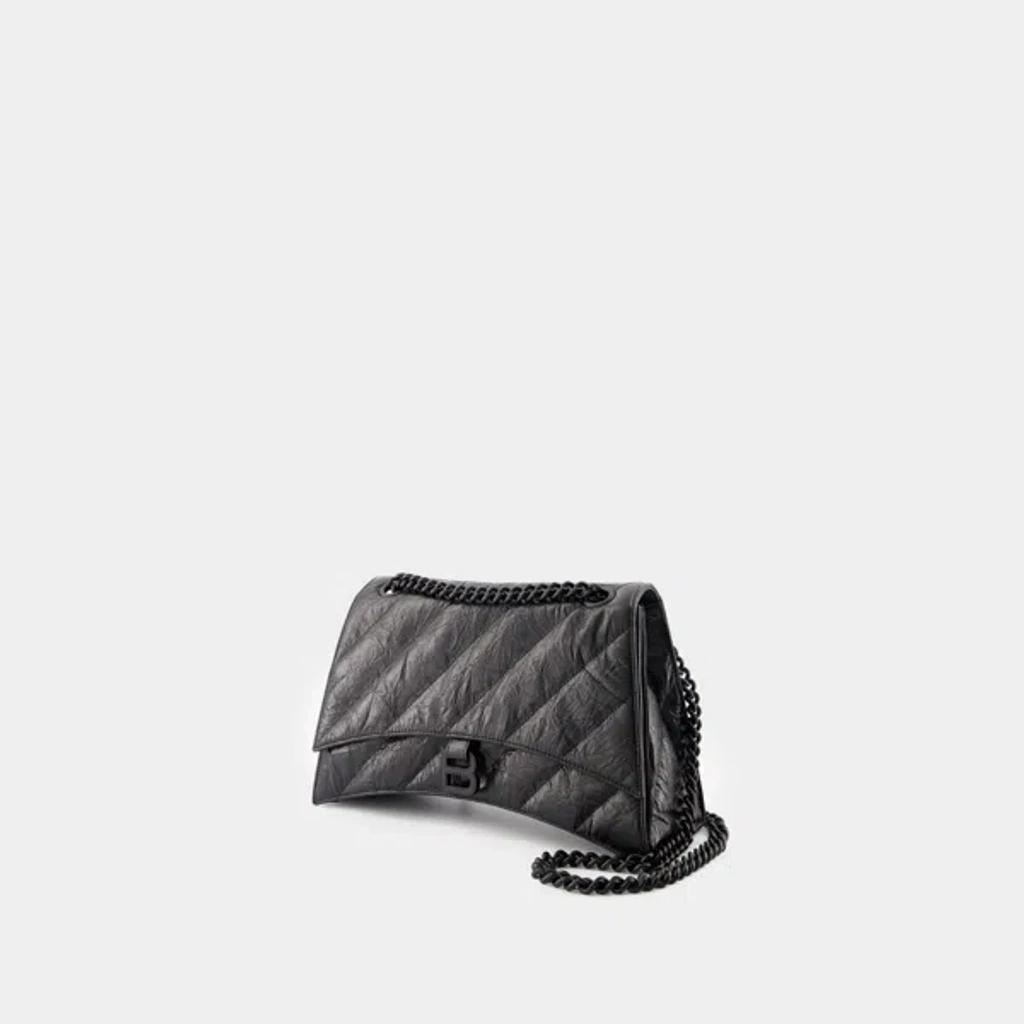 BALENCIAGA Crush Chain M Shoulder Handbag In Black Product Image