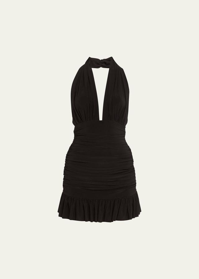 Norma Kamali Ruffle Halter One-Piece Swimsuit Product Image