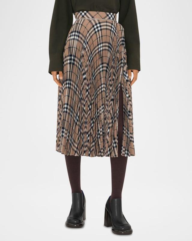 Check Pleated Midi Wrap Skirt Product Image