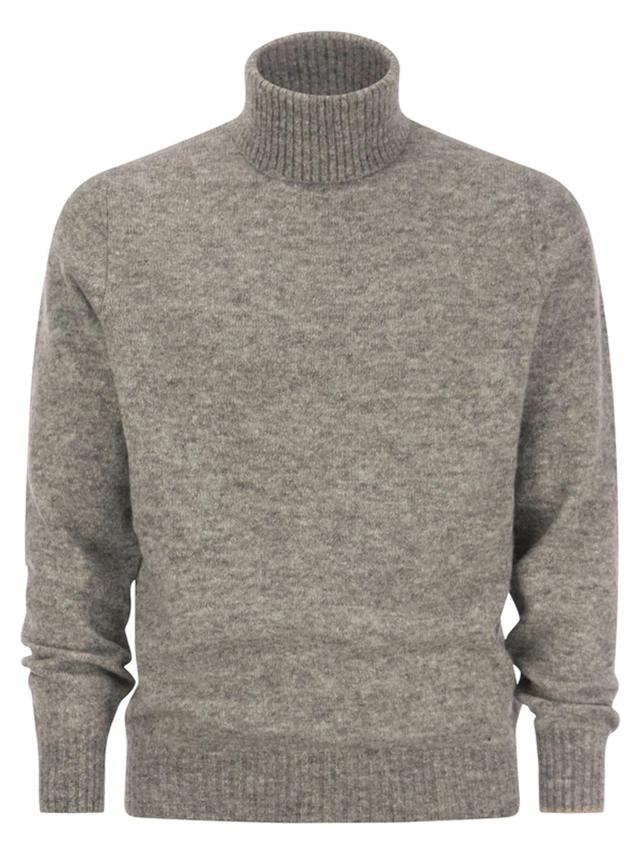 BRUNELLO CUCINELLI Turtleneck Sweater In Alpaca, Cotton And Wool In Grey Product Image