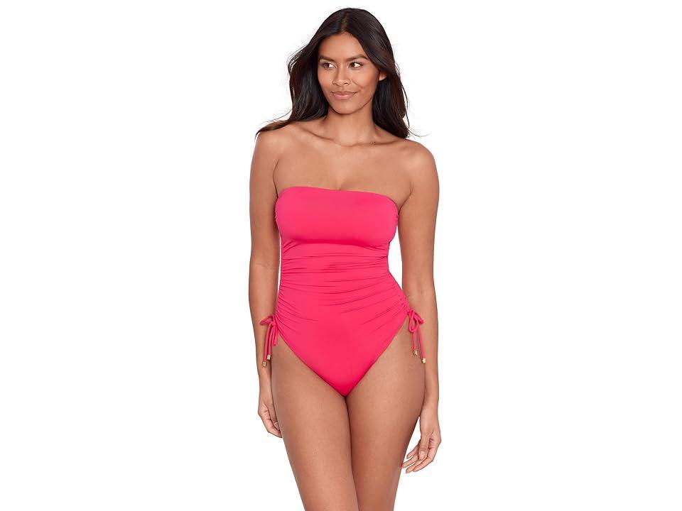 LAUREN Ralph Lauren Beach Club Solids Ruched Strapless One Piece Women's Swimsuits One Piece Product Image