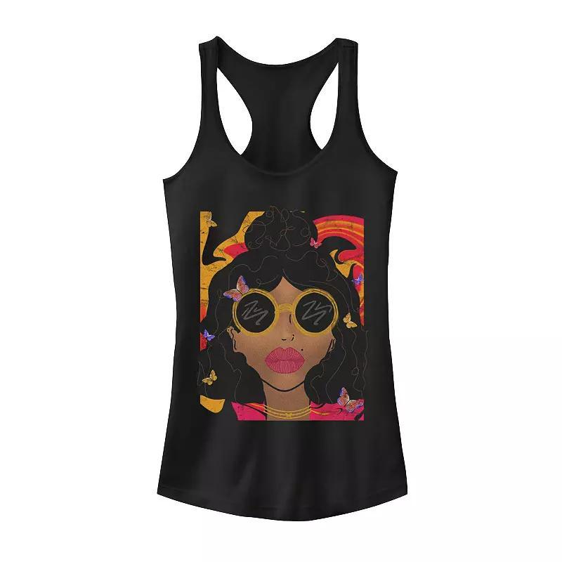 Juniors Colorful Portrait Of Woman In Sunglasses Tank Top, Girls Product Image