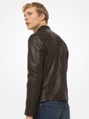 Michael Kors Mens Leather Racer Jacket, Created for Macys Product Image