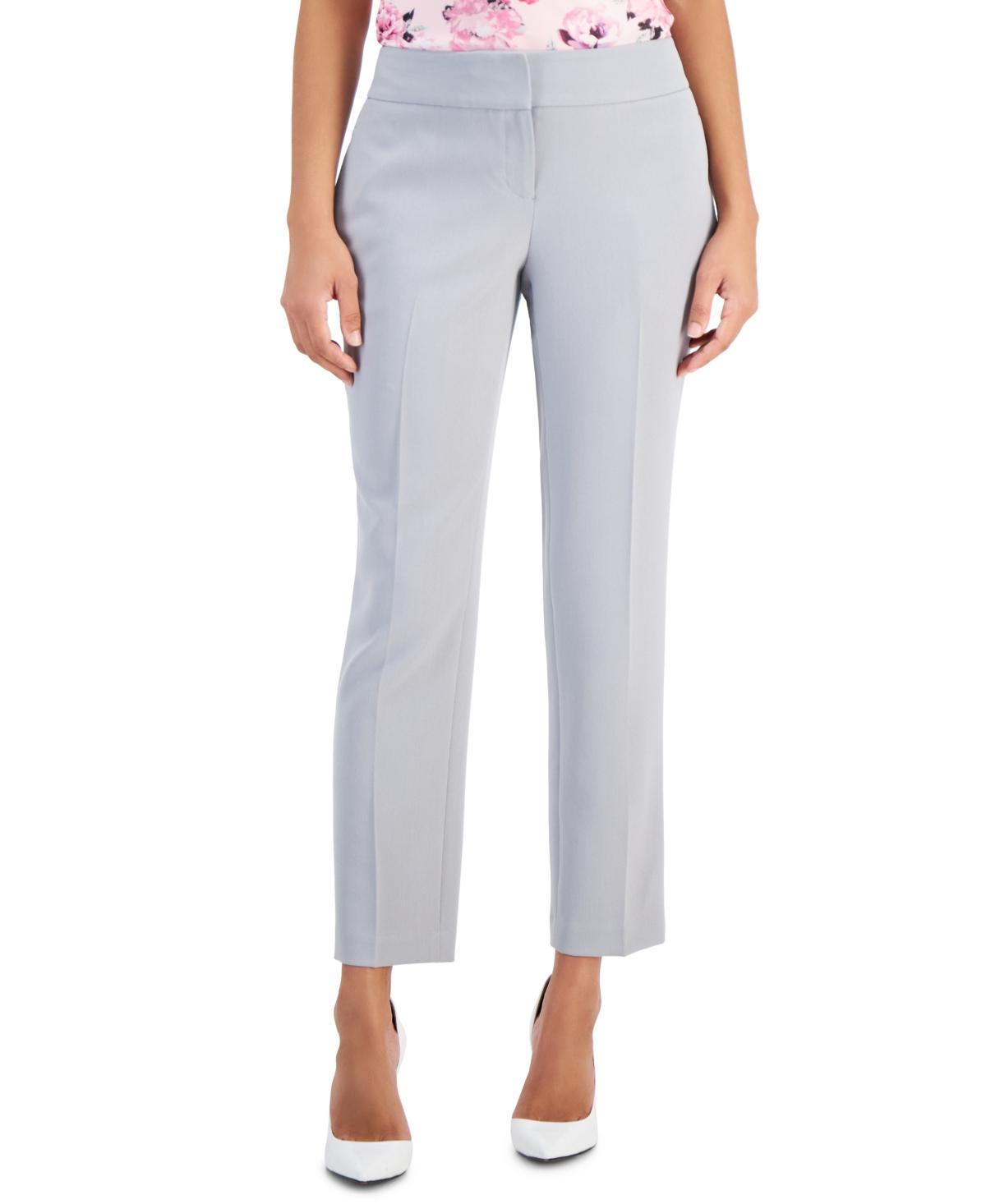 Kasper Petite Slim Straight-Leg Trousers - Grey Product Image