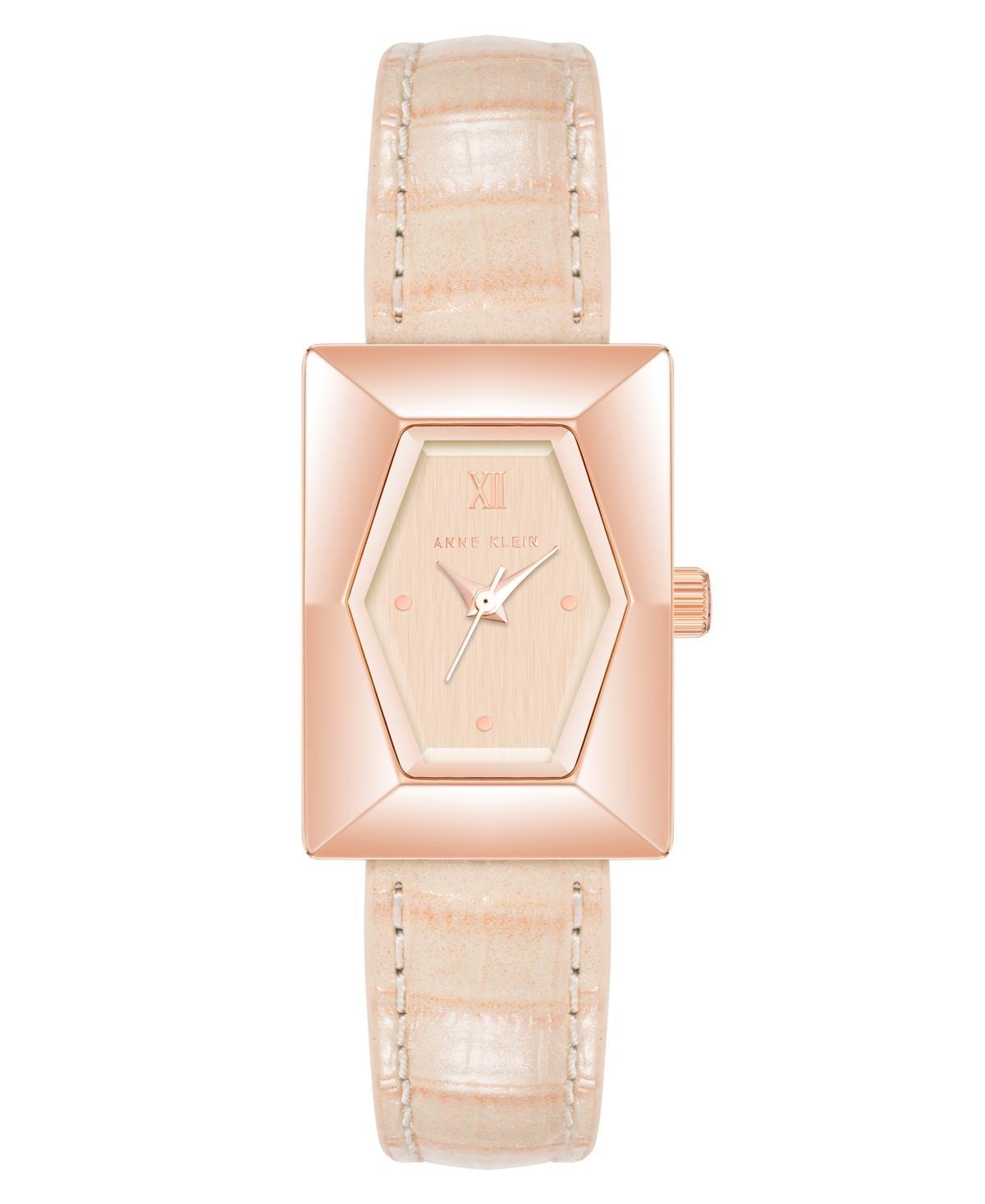 Anne Klein Womens Quartz Blush Crocograin Leather Band Watch Product Image