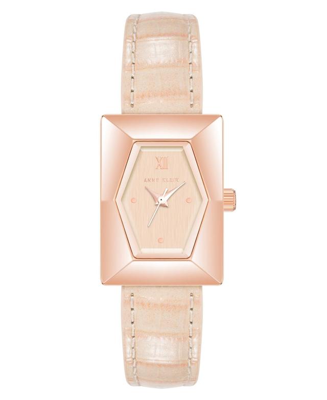 Anne Klein Womens Quartz Blush Crocograin Leather Band Watch Product Image