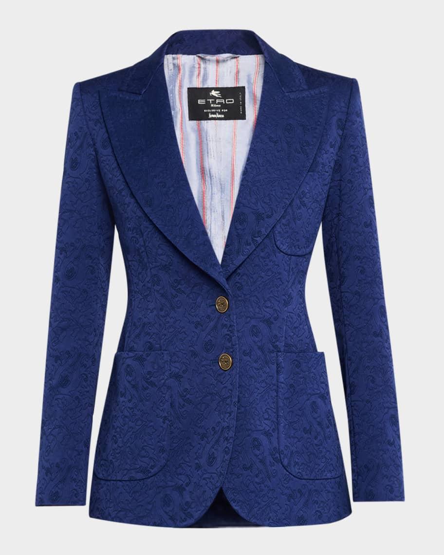 Solid Jacquard Single-Breasted Blazer Product Image