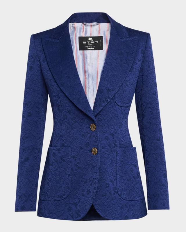 Solid Jacquard Single-Breasted Blazer Product Image