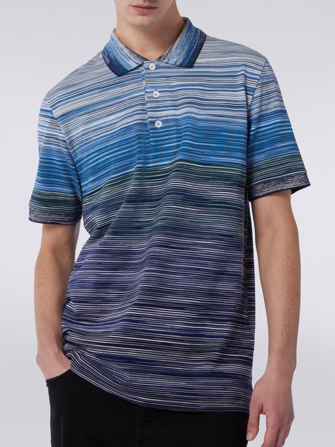 Short-sleeved polo shirt in slub cotton piqué Multicoloured | Missoni Product Image