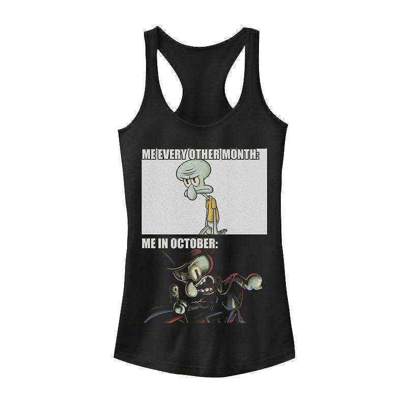 Juniors SpongeBob SquarePants Squidward October Meme Racerback Graphic Tank Top, Girls Product Image