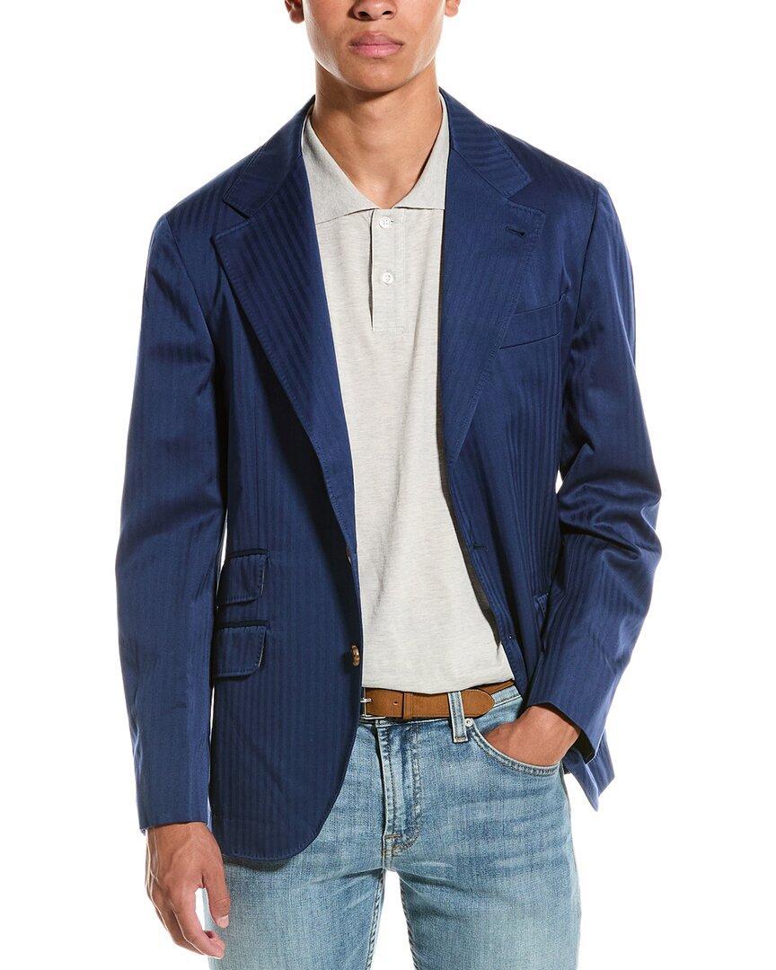 BRUNELLO CUCINELLI Man Blazer Blue Size 40 Cotton Product Image