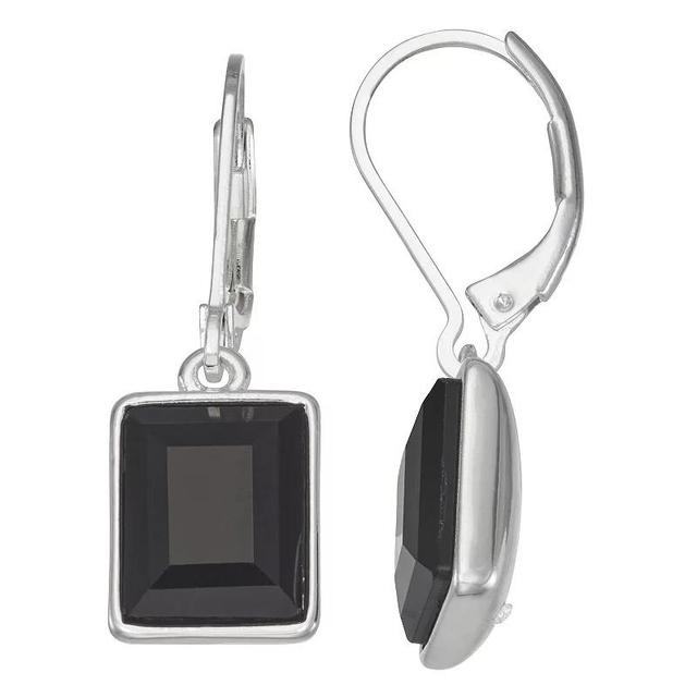 Nine West Silver Tone Square Stone Drop Earrings, Womens, Black Product Image