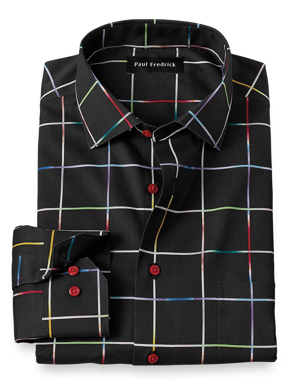 Non-iron Cotton Windowpane Dress Shirt Product Image