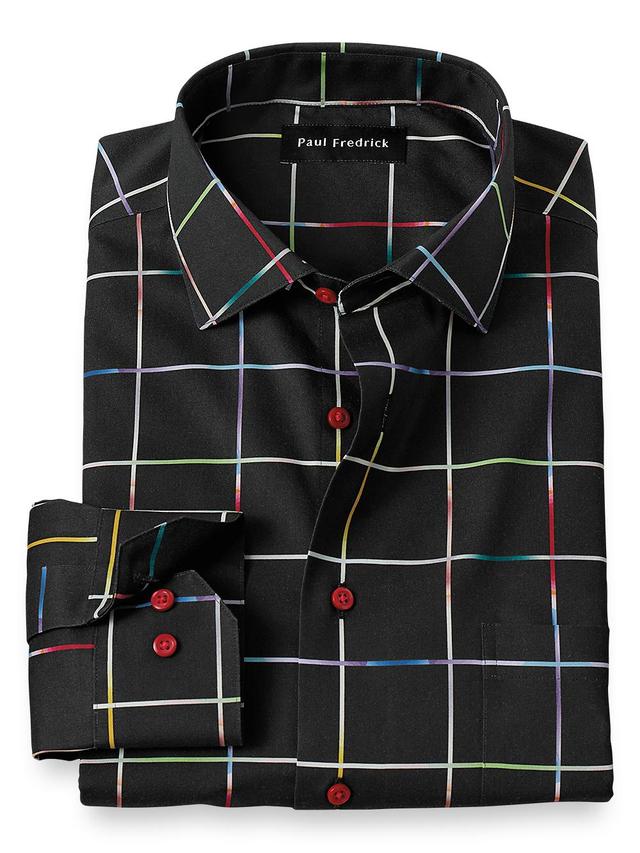 Non-Iron Cotton Windowpane Dress Shirt - Multi Product Image