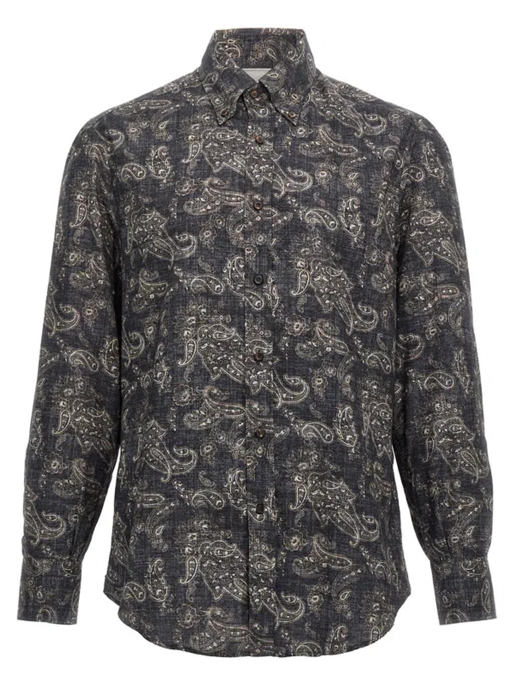 BRUNELLO CUCINELLI Paisley Shirt In Charcoal Product Image