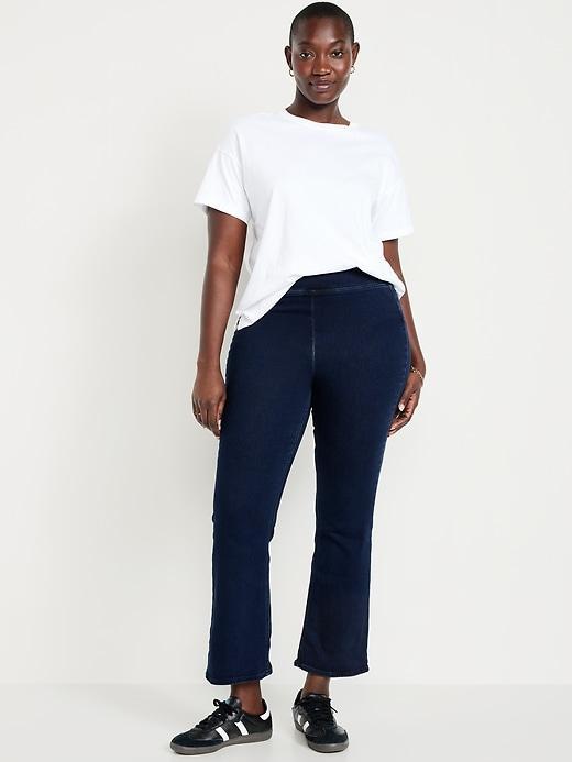 High-Waisted Weekender Pull-On Crop Flare Jeans Product Image