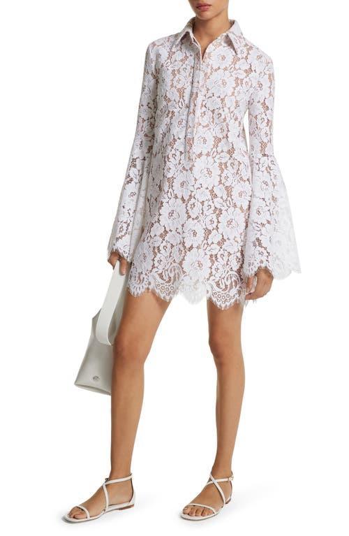 Michael Kors Collection Long Sleeve Sheer Floral Lace Minidress Product Image