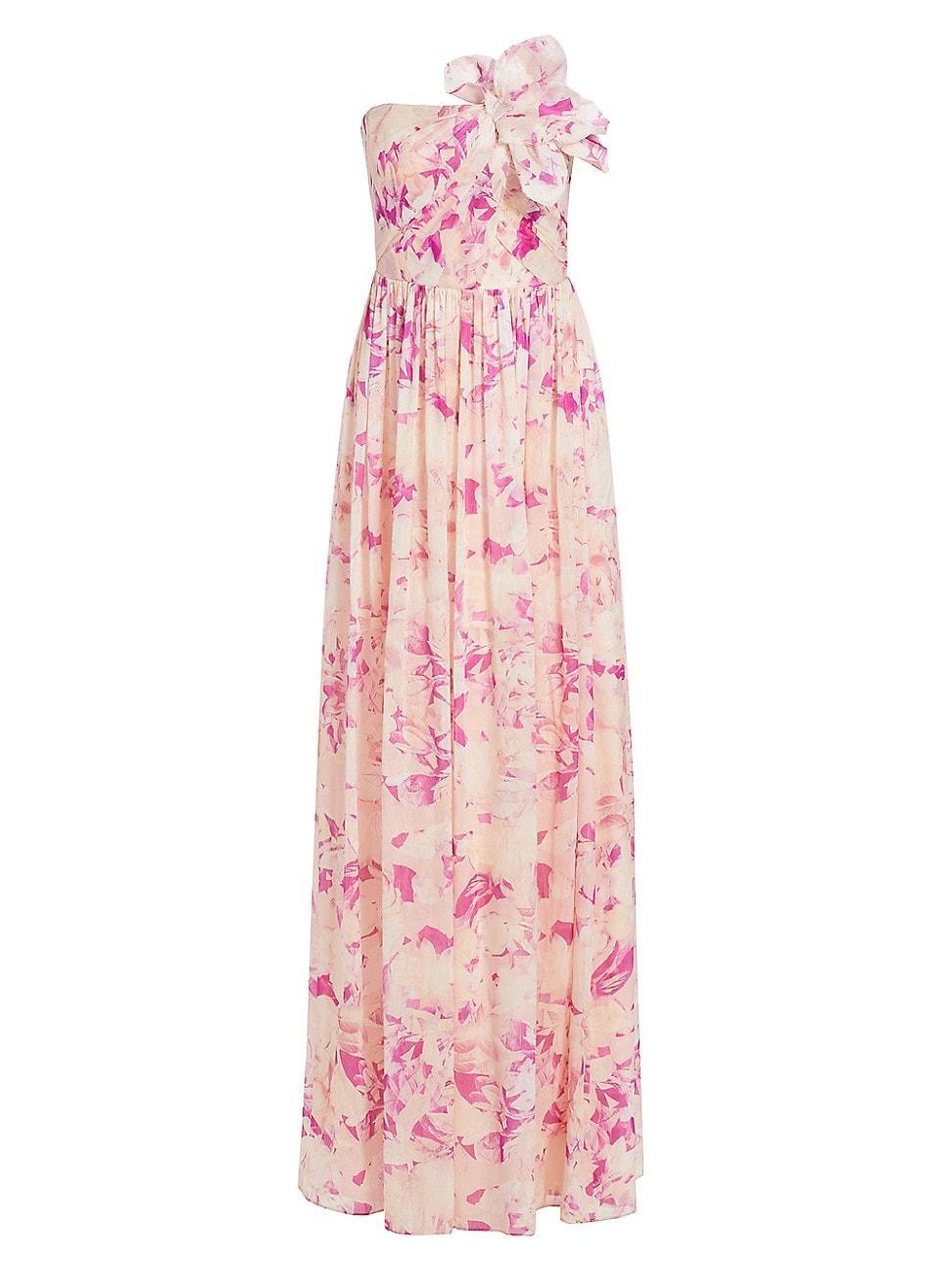 Womens Marlee Floral Linen-Silk Strapless Gown Product Image