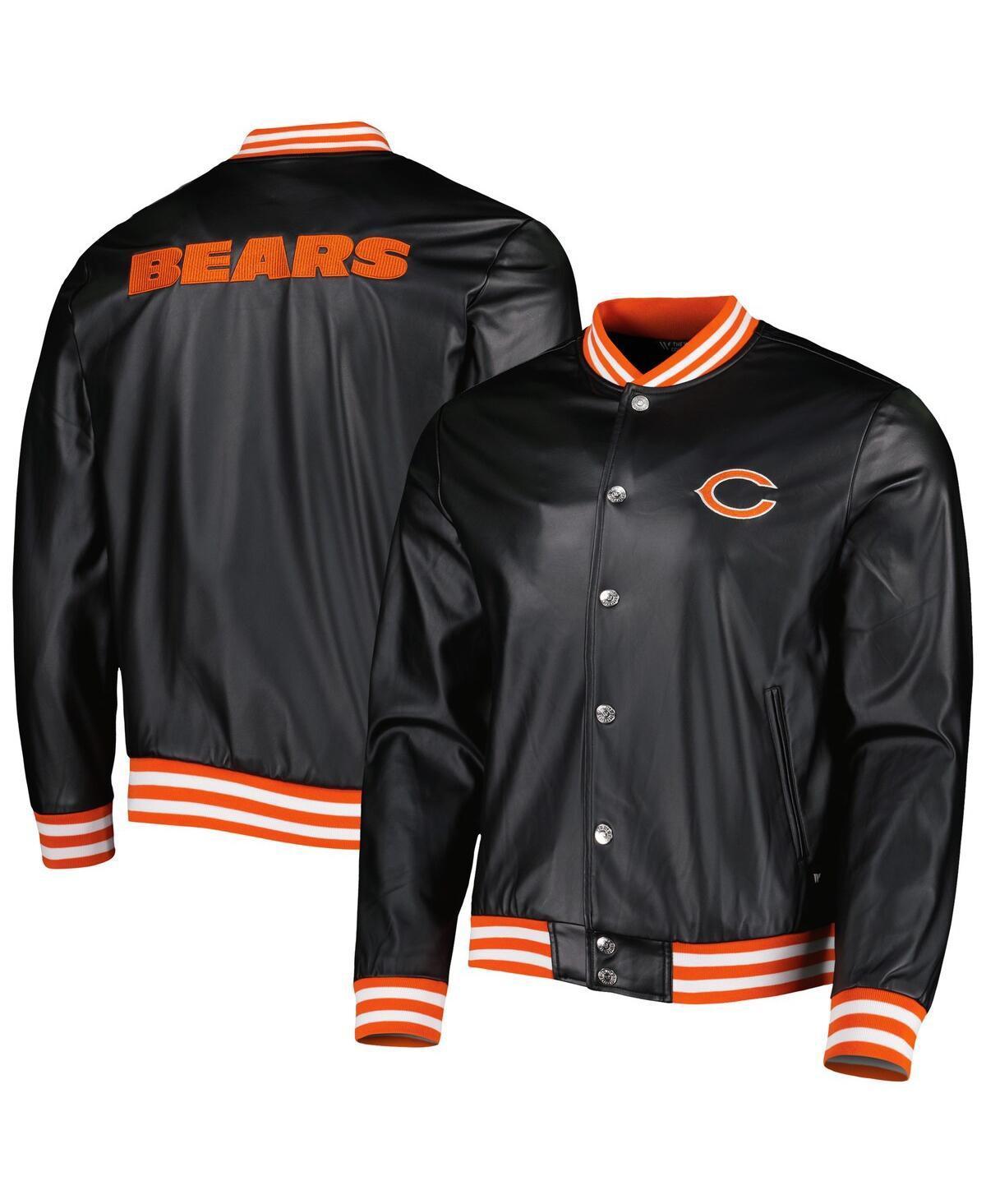 Mens The Wild Collective Black Chicago Bears Metallic Bomber Full-Snap Jacket Product Image