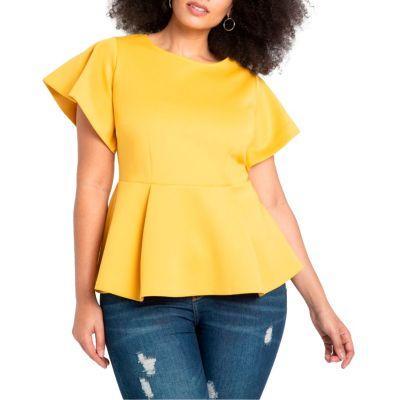 Plus Size Flare Sleeve Peplum Top Product Image