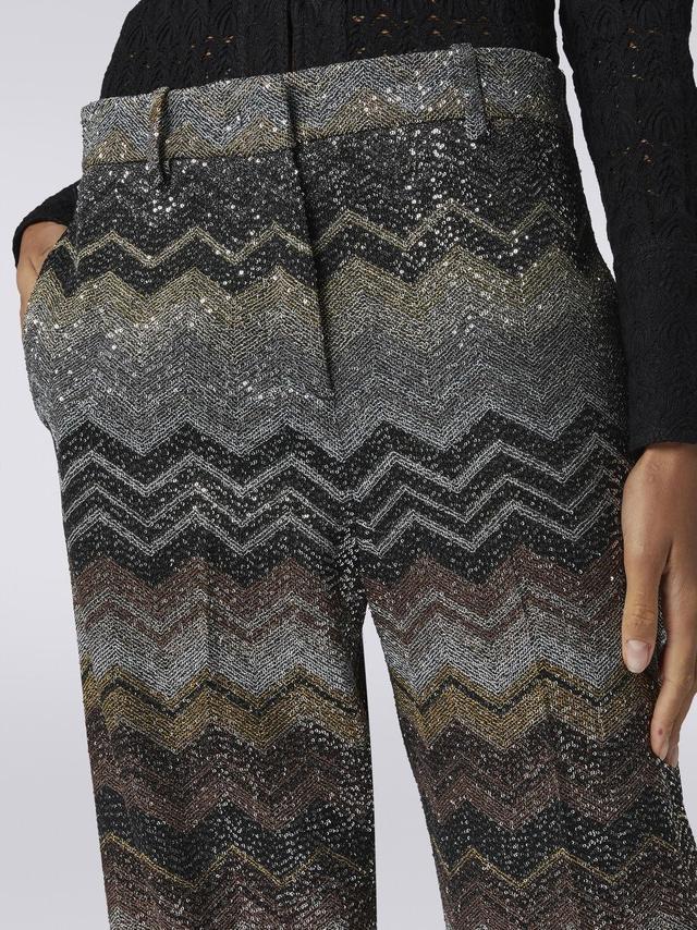 Straight trousers in viscose blend chevron with sequins Multicoloured | Missoni Product Image