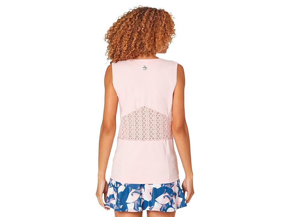 Original Penguin Golf Sleeveless V-Neck w/ Lace Inserts (First Blush) Women's Clothing Product Image