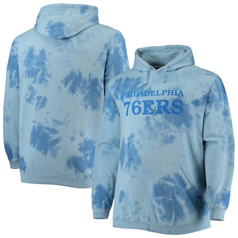 Mens Fanatics Branded Royal Philadelphia 76ers Big & Tall Wordmark Cloud Dye Pullover Hoodie Product Image