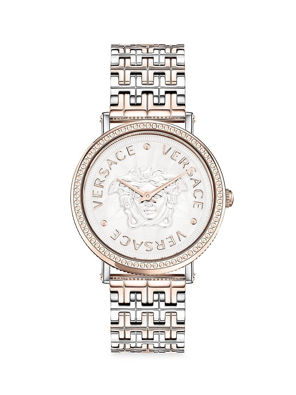 Versace Womens Swiss V-Dollar Two-Tone Bracelet Watch 37mm Product Image