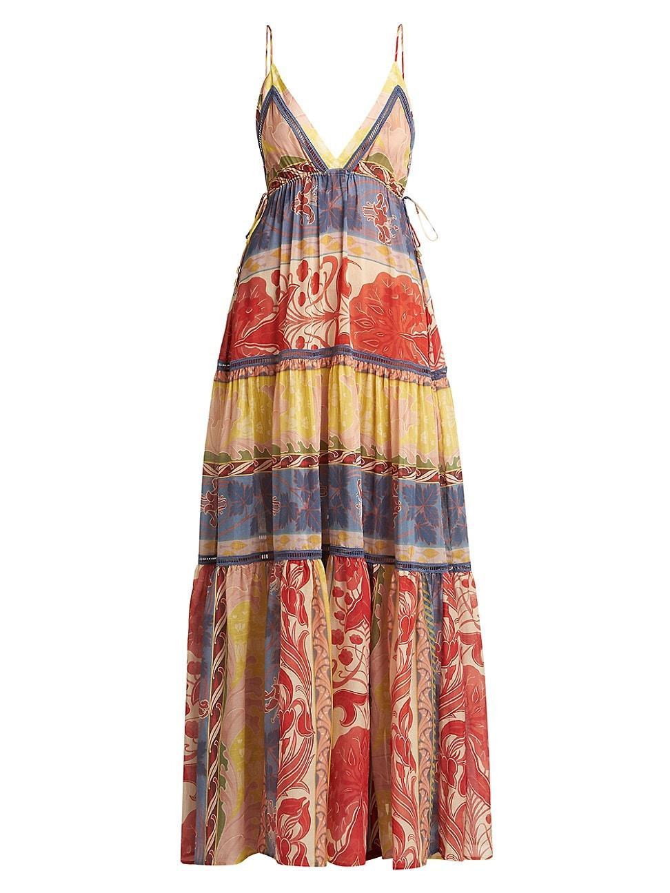 Womens Patchwork Tiered Long Dress Product Image